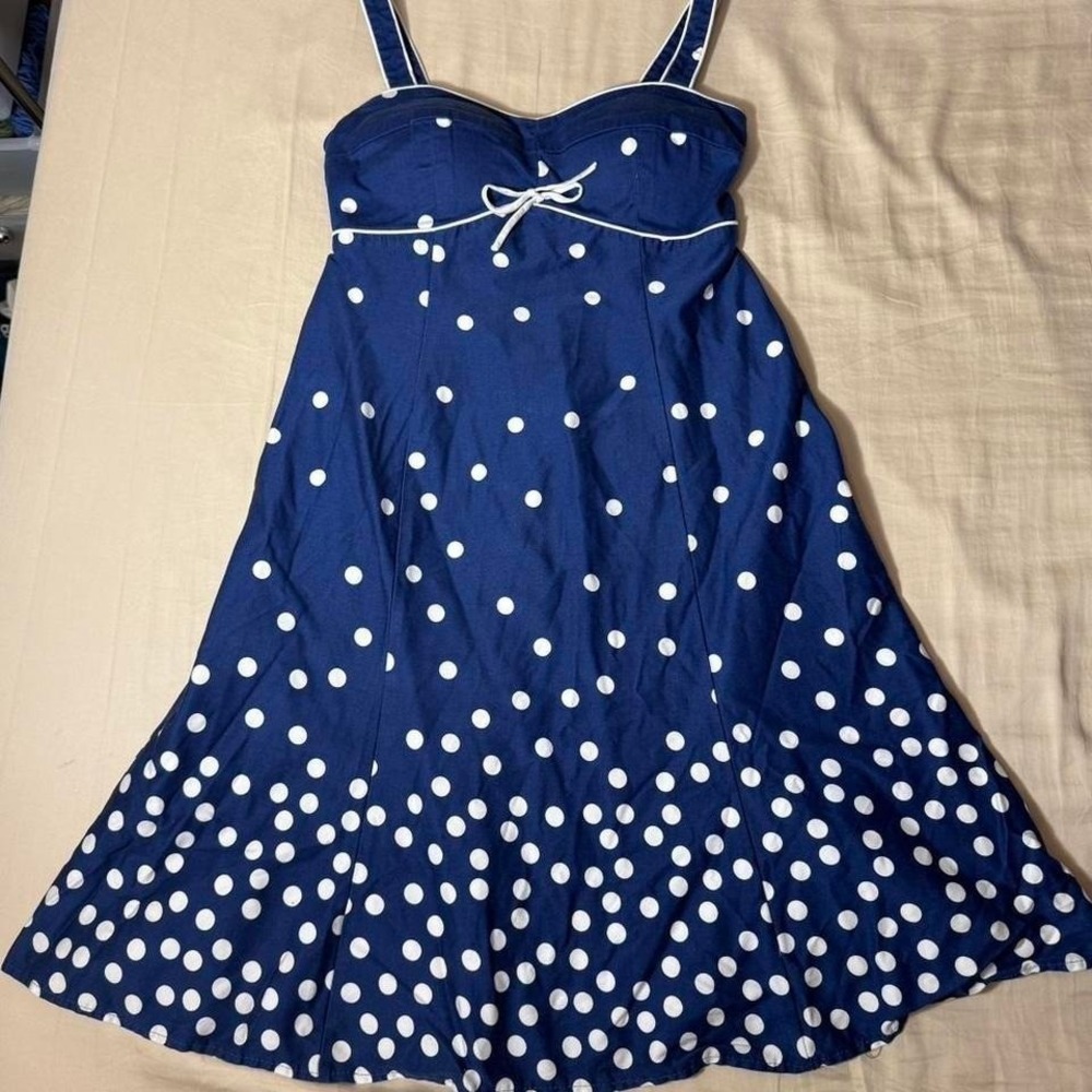 Madison Leigh navy blue polka dot dress - Picture 2 of 6